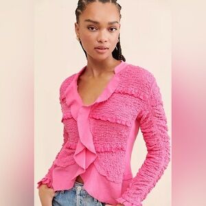 We The Free Demi Lace Jacket in Hot Pink